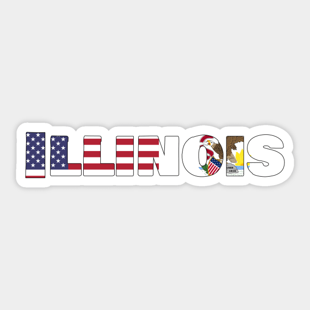 Illinois State Flag/America Flag Logo Sticker by ElevenGraphics